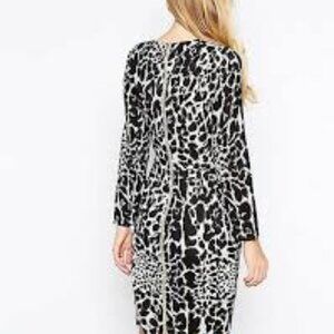 Whistles Animal Print Full Back Zip Silk Dress 8